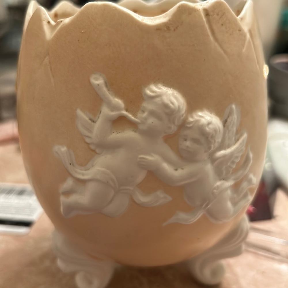 Vintage Hollywood regency creamy cherub dish/Bowl/container/ case etc